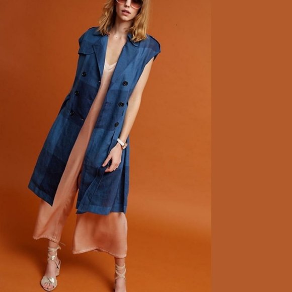 NEW Anthropologie Checkered Trench - Picture 2 of 7